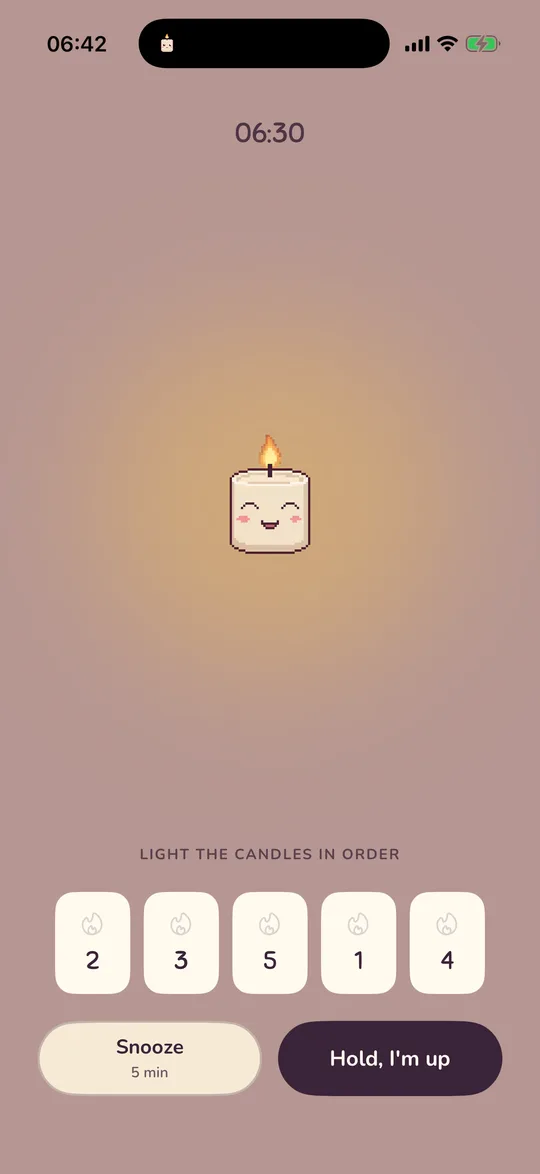 The candles mission on the wake screen